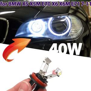 헤드라이트오류 없는 화이트 LED 엔젤 아이 링 마커 전구 BMW 호환 X5 E70 X6 E71 E72 2007-2011