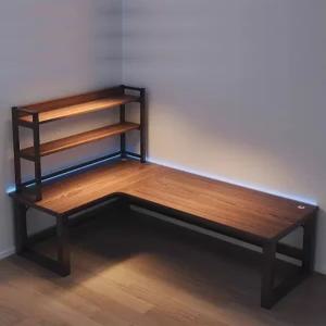 ㄱ책상 L형 코너책상 서재 선반 1인용 기역자 월넛 책상