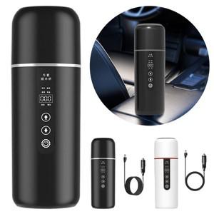 12V 24V 휴대용 차량용 가열 컵 500ml 여행용 스마트 스테인리스 보온 OLED 디스플레이 전기 주전자