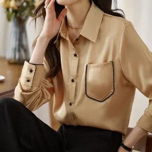 여자 고급스런 쉬폰 블라우스 캐주얼 가을 상의 카디건 셔츠 SPO마켓3