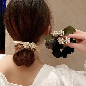 헤어슈슈 헤어끈 곱창밴드 벨벳 리본 진주 스크런치
