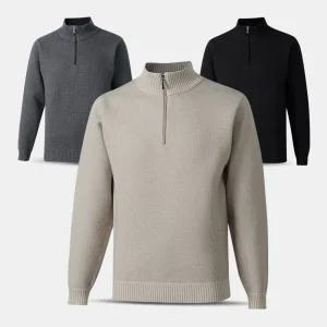 남성 기모 골지 반집업 니트 티셔츠 NNT01 중년 겨울