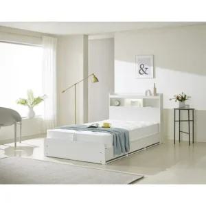 데코라인 스누지 LED 서랍형 슈퍼싱글 침대 프레임 화이트 SS + 프리미엄 롤팩 매트리