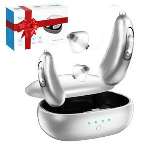 시니어용 넬포 OTC 보청기, 블루투스 5.3, 6가지 모드 및 90% 소음 감소 기능을 갖춘 48채널 충전식 RIC 디자인, 경증/청각증을 위한 1.5시간 급속 충전 케이스