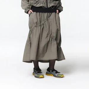 여성 후디 점퍼 셋업 스커트 (화이트 그레이)_5LB1811