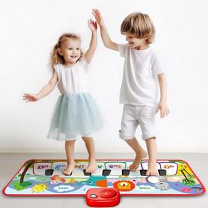 전자 바닥 키보드 피아노 매트 8 키 내장 멜로디 및 4 동물 소리가 포함된 댄싱 카펫 담요 터치 뮤지컬
