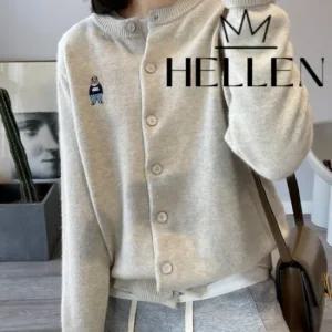 [헬렌] 라운드 베어 곰돌이 간절기 가디건 베어폴가디건 R-641