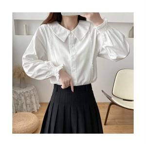 여성 심플 컴포트핏 레이스 긴팔 셔츠