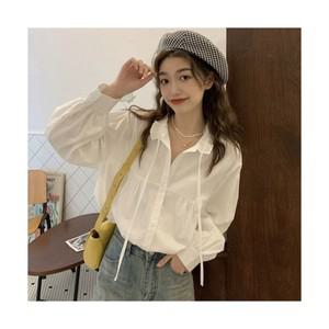 봄가을 여성 스트링 루즈핏 긴팔 셔츠 코트