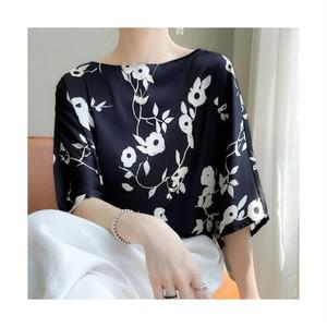 여성 5부 프린팅 블라우스 여름 긴팔티셔츠