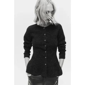 HM 브랜드관 리브니트 페플럼 가디건 다크 그레이 멜란지 1310801002