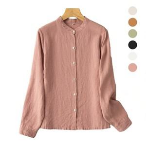 에쥬아 여성 베이직 긴팔셔츠 차이나넥 데일리 얇은긴팔 자외선차단 긴팔상의