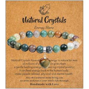 여성용 마이보타 힐링 크리스탈 팔찌, 8mm 천연 보석 구슬 생일 어머니 날 발렌타인 데이 기념 사랑의 하트 팔찌 주얼리 선물