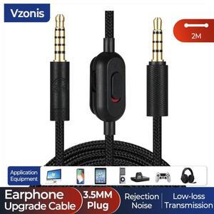 Logitech G Pro X G433 게임용 헤드셋용 2M 교체 케이블(음소거 볼륨 조절 클립 포함) 땋은 연장 코드 와이