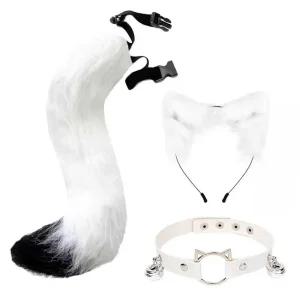 고양이 의상 코스튬 꼬리 기념일 여우 코스프레 귀여운 이벤트 화이트블랙 생일