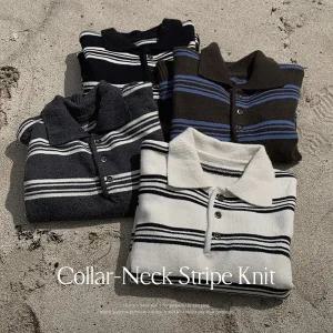 [핫핑](센텀시티점)웬드 오버핏 스트라이프 카라 긴팔니트티 P000CQXM