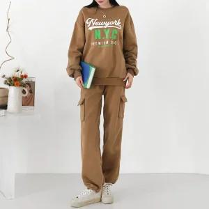 반델 기모 프린팅 맨투맨 + 카고 조거 세트_BDOP097