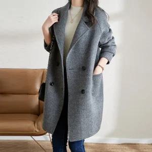 [블랙퀸][블랙퀸] 미트리 루즈핏 헤링본 하프코트 blk004069