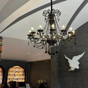 해이프 크리스탈 샹들리에 조명 블랙 식당 빈티지 LED