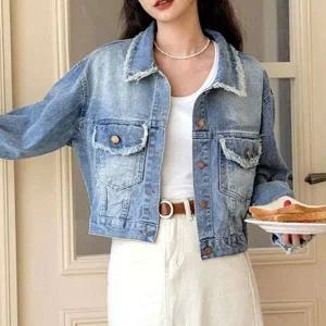 크롭 청자켓 수술 포켓 빈티지자켓