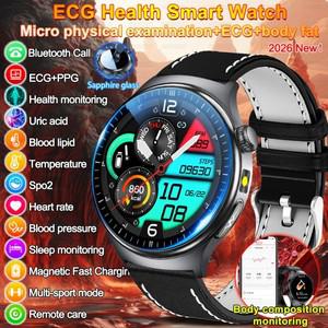 2026 신형 스마트워치 남녀공용 미세체검사 ECG+PPG 혈중 산소 요산 혈압 측정 사파이어 스마트워치 남성용