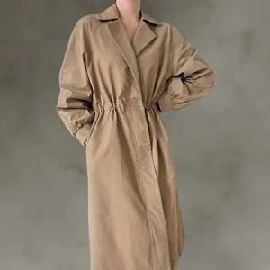 [옷자락]여성 투웨이 긴 원피스 스트링 카라넥 지퍼 가을 롱코트