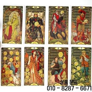 78개/세트 골든 아르누보 타로 카드 게임 골든 아트 언지퍼링