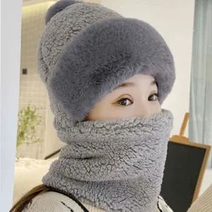 일체형 밍크털 모자넥워머 벙거지 겨울모자 털모자 털 따뜻한 목도리 넥워머 밍크 가을 방한 모자 겨울