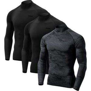 TSLA 남성용 UPF 50+ 모의 긴팔 압박 셔츠, 운동용 운동 수상 스포츠용 베이스 레이어