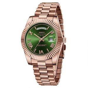 NIBOSI 남성용 아날로그 쿼츠 스테인리스 스틸 로즈 골드 실버 시계 방수 비즈니스 클래식 데시거 손목시계 날짜 표시