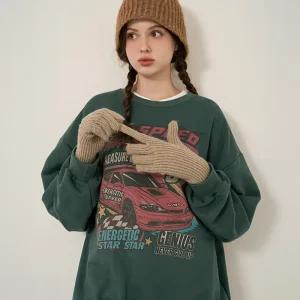 [제작] 레이서 리얼루즈핏 나염 맨투맨 84374 빅사이즈 여성의류