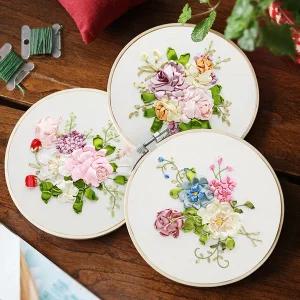 프랑스 자수 만들기 DIY 리본형 액자 십자수 키트 세트