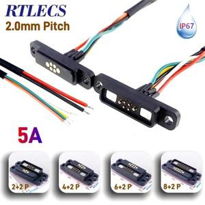 1/5 세트 고전류 5A DC 자기 포고 핀 커넥터 Pogopin 남성 여성 리본 케이블 스프링로드 전원 소켓 IP67