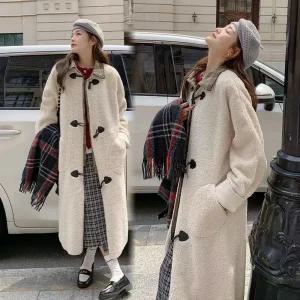 EAMT 여자 모피 코트 추동 도톰 긴팔 바캉스 투피스 롱 램스울 EUNG4