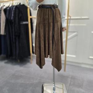 페이크 스웨이드 벨티드 언발 스커트 ER4JS003CA