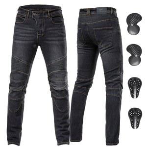남성용 보호 모터사이클 청바지와 CE 장갑, 사계절용 엘라스틱 데님 라이딩 팬츠