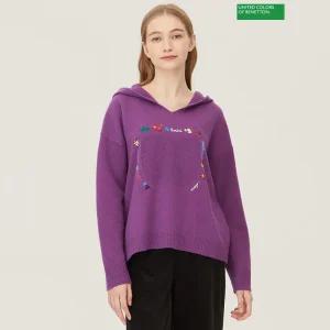 베네통 아울렛 하찌 포켓 무늬 후드 니트 BAKP71361_VO