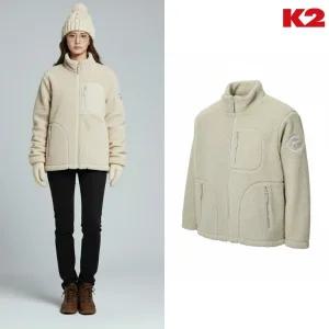 [백화점 출고] K2 플리스 여성 비숑 에코 그린 베이지 털 뽀글이 방풍 점퍼 후리스 자켓