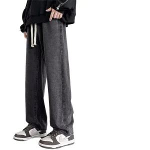 티류으스 남성 데님 팬츠 두꺼운 스트레이트 핏 와이드 레그 기모 안감 가을 겨울 WX