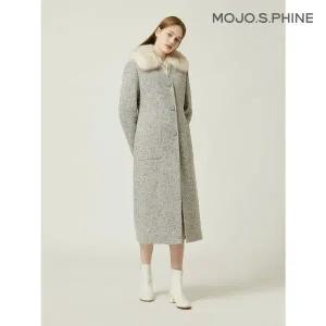 모조에스핀 [] 슬림핏 폭스퍼 탈부착카라 코트 SB_J234MSG423 335929Moony