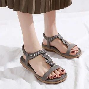 [에이치플러스몰]여성 쿠션 플랫 여름 샌들 W106-1