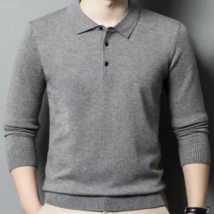 남성 울니트 카라티 두꺼운 가을겨울 보온성 좋은 남자 단추니트티