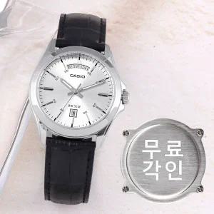 무료각인 카시오 MTP-1370L-7A 클래식 라운드 데이데이트 정장 남자 가죽 시계 c