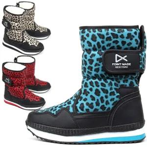 수량한정 190-235mm LIVITY 아동-여성용 방한 벨크로 컬러 호피 패딩 털부츠 L1330