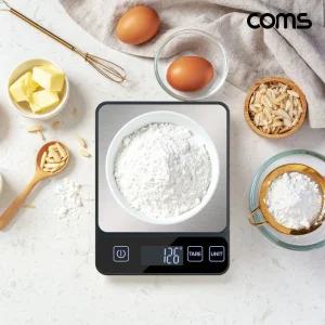 Coms 디지털 주방 저울 1g 단위 측정 영점기능조리용 전자 용저울 계량