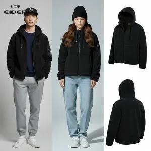 [백화점 출고] 아이더 플리스 남자 여성 스투키 자켓 카본 블랙 후드 털 뽀글이 점퍼 후리스