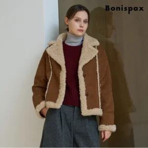 테디 배색 무스탕 자켓 (XP4JK007L0)