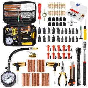 자동차 타이어 수리 키트 튜브리스 펑크 Studding 도구 세트 자기 손전등 픽업 게이지와 바이크 오토바이