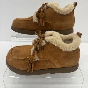 [탠디]X25506 카멜 여성 앵클 부츠 3CM 여성 소가죽 세무 퍼(털) 슈즈