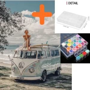 30x40cm 해변 앞 캠핑카 보석 십자수 비즈상자 세트 (WE4A511)